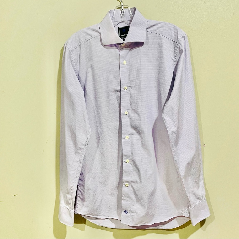 DAVID DONAHUE TRIM FIT LONG SLEEVE CHECKERED BUTTON DOWN SHIRT